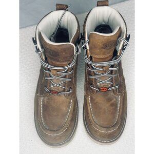 Brunt Marin Boot Womens Brown Leather Soft Moc Toe Work Rubber Sole size 9